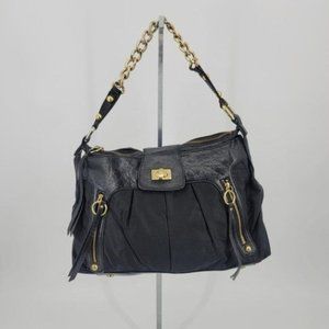 Donald J Pliner Black Chain Gold Hardware Handbag Purse